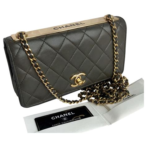 chanel soft leather green bag with mixed metal chain|Chanel bag leather types.